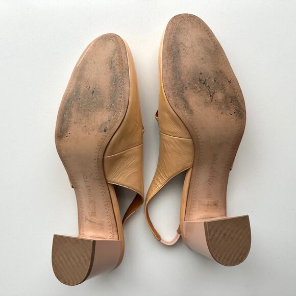 What For Slingback Mary Jane Round Toe Pale Pink Patent Leather Block Heels 8 - Picture 6 of 10